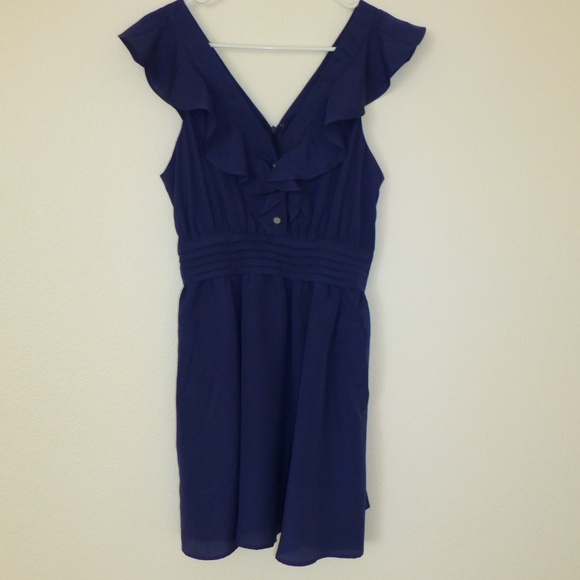 BCBGeneration Midnight Blue Ruffle Dress NWT - Picture 3 of 8